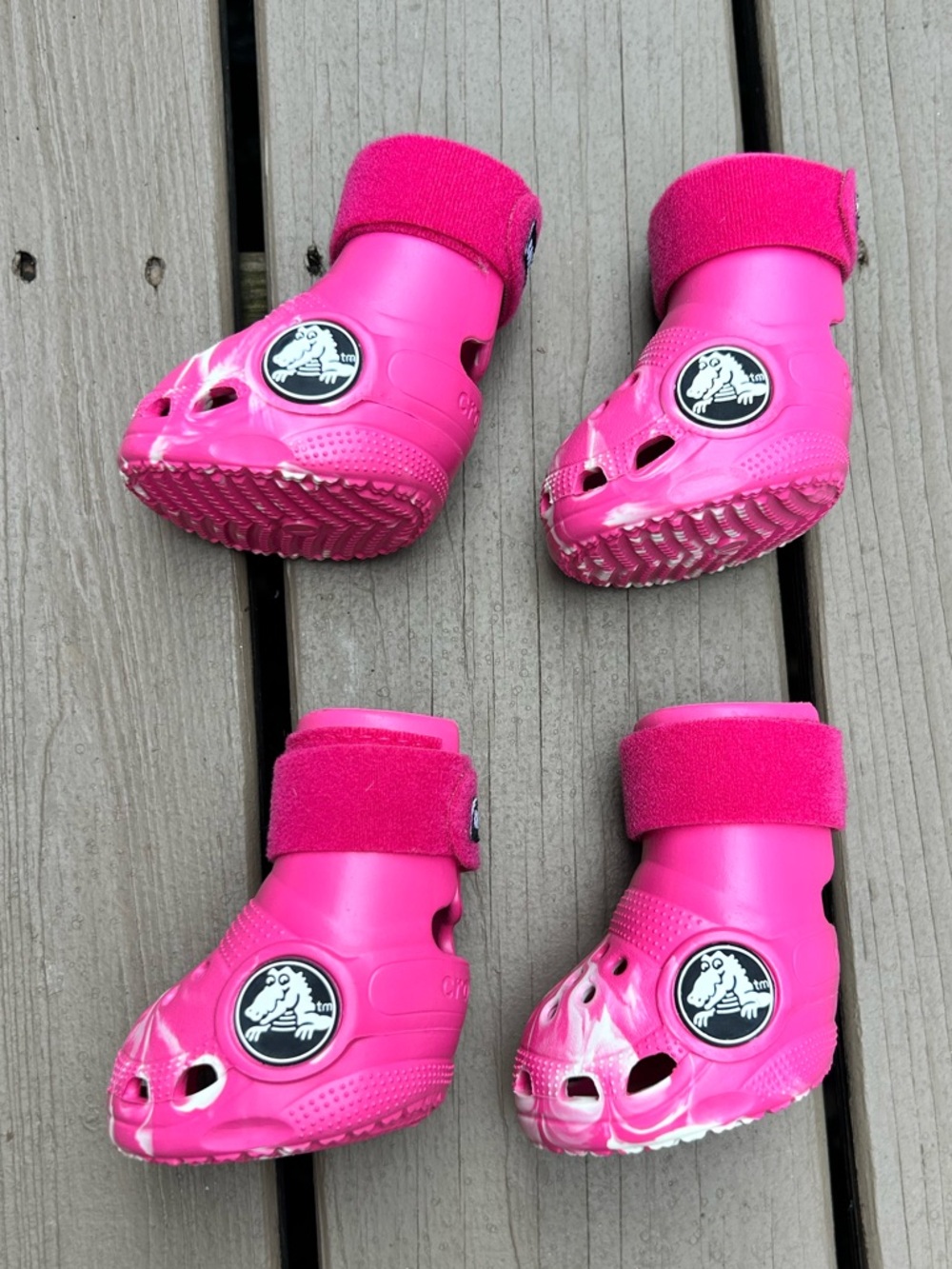 CROCS Dog Hot Pink Waterproof Booties with Hook & Loop Cuff (4-Pack) Size Large